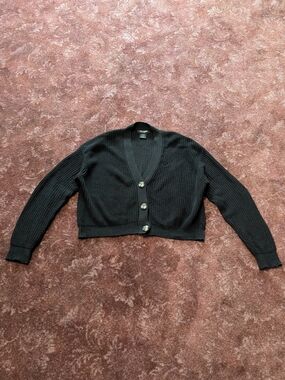 Love & Whimsy Black V-Neck Button Sweater Cardigan Size L